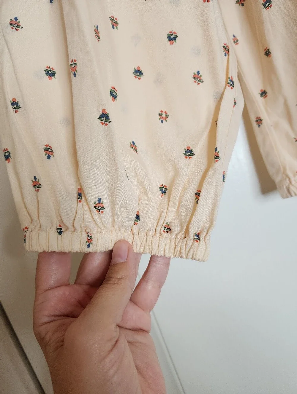 Madewell Sunrise Floral Bone Gathered Puff Sleeve Crop Top Blouse Medium